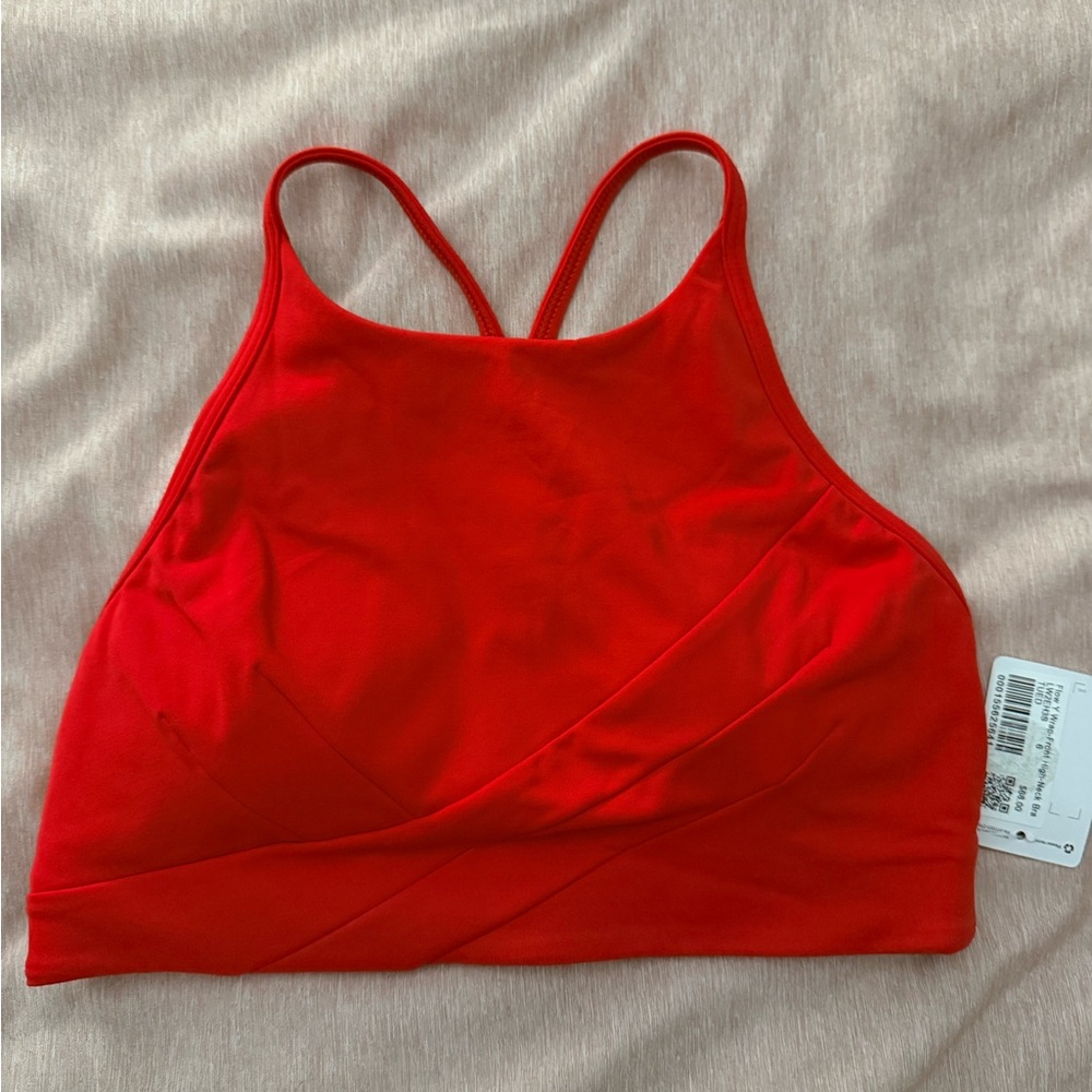 Lululemon Flow Y Wrap Front High Neck Bra in Red